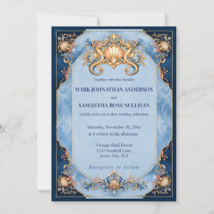 Convite de casamento de cavalo-marinho de praia el