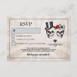Convite de Casamento de Caveiras RSVP Caveiras Ros