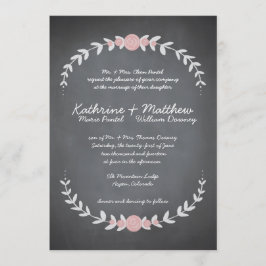 Convite De Casamento De Chalkboard Floral Wreath