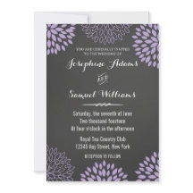 Convite De Casamento De Chalkboard Purple Floral