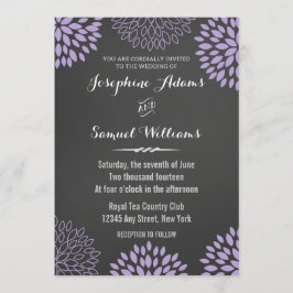 Convite De Casamento De Chalkboard Purple Floral