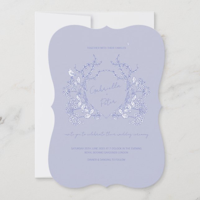 Convite de Casamento de Chinoiserie Azul (Frente)
