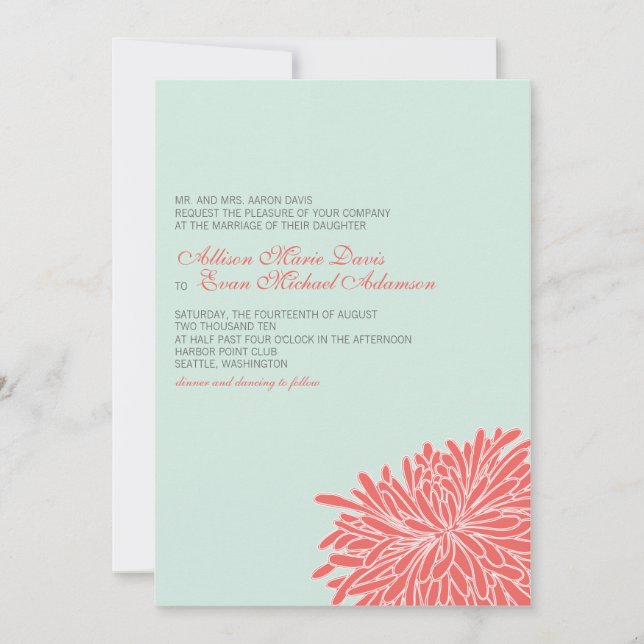 Convite De Casamento De Chrysanthemum Em Pequim (Frente)