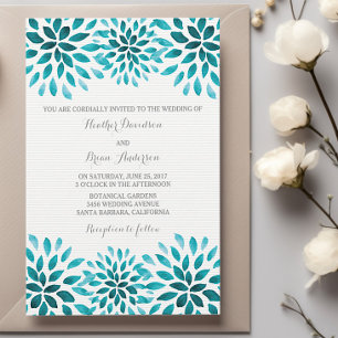 Convite de casamento de Chrysanthemum Teal Waterco
