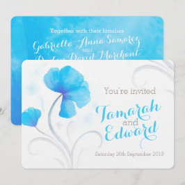 Convite de casamento de cinza azul de flor silvest
