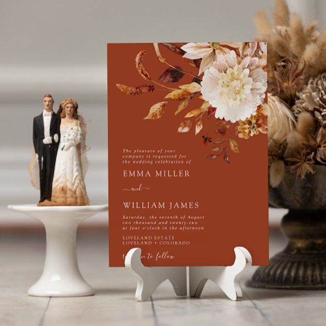 Convite de Casamento de Cobre de outono (Autumn Modern Watercolor Copper Wedding Invitation
by Painted Paperie)