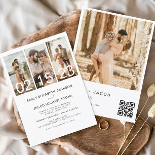 Convite de Casamento de Código QR de Foto Minimali
