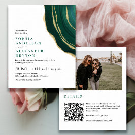 Convite de casamento de código QR de Foto Verde Es