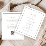 Convite de Casamento de Código QR de Orçamento Mín<br><div class="desc">Estes elegantes, modernos e orçamentários convites para casamento são impressos em uma folha de papel. Eles apresentam um simples design de texto minimalista branco e verde sábio, com um quadro clássico na fronteira. Adicione suas iniciais ou monograma para torná-las completamente suas. A parte de trás do convite tem espaço para...</div>