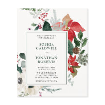 Convite de casamento de Código QR de Poinsettia de