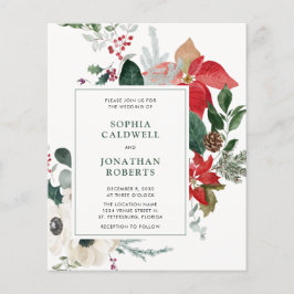 Convite de casamento de Código QR de Poinsettia de