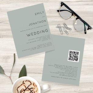 Convite de casamento de Código QR de Sage de Luz S