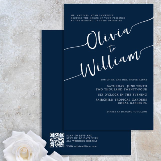 Convite de Casamento de Código QR de Script de mar (Criador carregado)