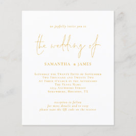 Convite de Casamento de Código QR de Script Dourad