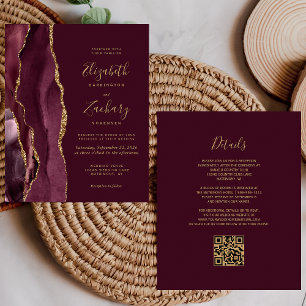 Convite de casamento de Código QR do Agate Dourado