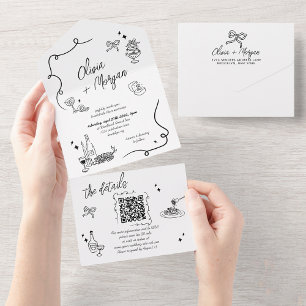 Convite de Casamento de Código QR do Código de Dót