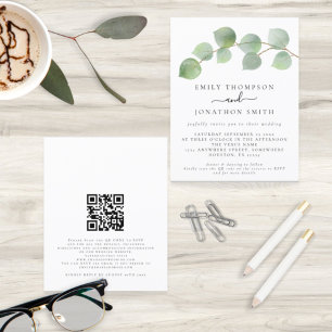 Convite de casamento de Código QR do Eucalyptus Mo