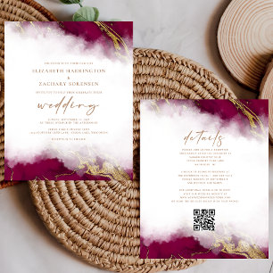 Convite de casamento de Código QR Dourado da Borbl