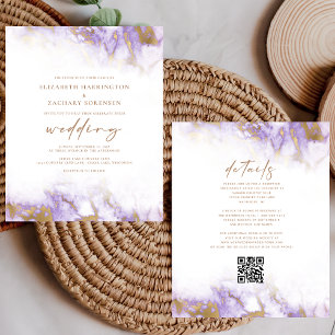 Convite de casamento de Código QR Dourado da Lavan