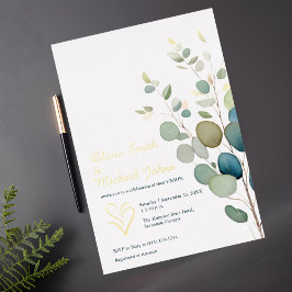 Convite de casamento de código QR Dourado do Eucal