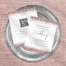 Convite de casamento de Código QR Glitter Dourado 