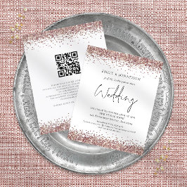 Convite de casamento de Código QR Glitter Dourado
