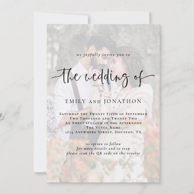 Convite de Casamento de Código QR para Sobreposiçã (Frente)