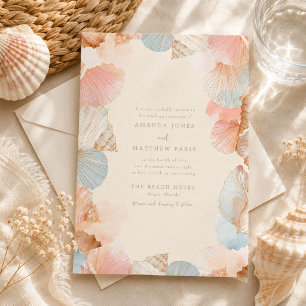 Convite de Casamento de Conchas Marinhas Costeiras