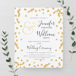 Convite de casamento de Confetti Glitter Dourado d