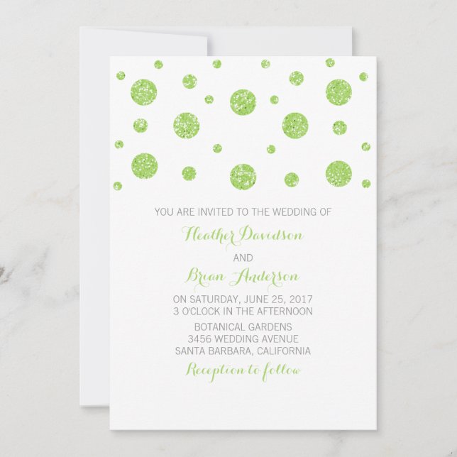 Convite de casamento de Confetti Glitter Verde (Frente)