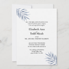 Convite De Casamento De Cor Azul Tropical