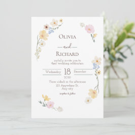 Convite De Casamento De Cor De Água Floral Branca