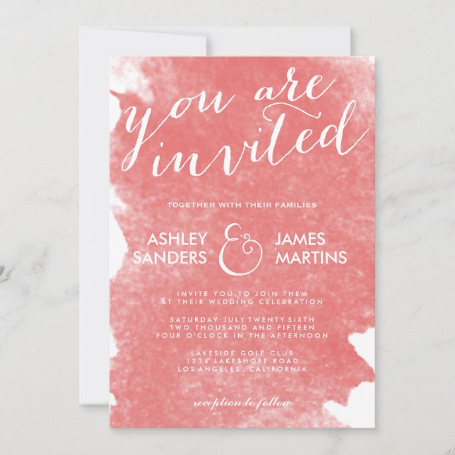 CONVITE DE CASAMENTO DE COR DE CORAL CHIC (Frente)