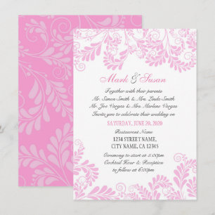 Convite De Casamento De Cor-De-Rosa De Farinha Ele