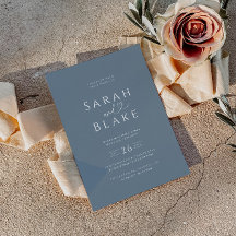 Convite de Casamento de Coração Azul com Mínimos D