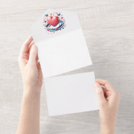 Convite de casamento de coração de aquarela