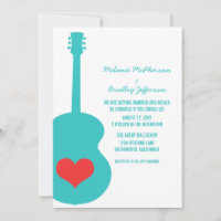 Convite de casamento de Coração de Violão Ago/Verm