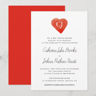 Convite De Casamento De Coração Vermelho Por Ág