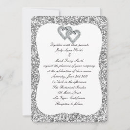 Convite De Casamento De Corações De Diamante De Si