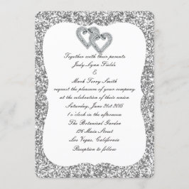 Convite De Casamento De Corações De Diamante De Si