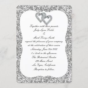 Convite De Casamento De Corações De Diamante De Si