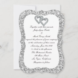 Convite De Casamento De Corações De Diamante De Si