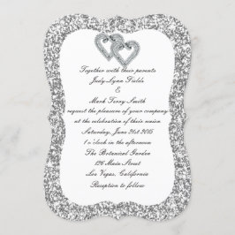 Convite De Casamento De Corações De Diamante De Si