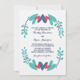 Convite de casamento de Corações e Vinhas