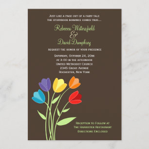 Convite De Casamento De Cores Arco-Íris De Tulip