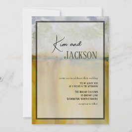 Convite de Casamento de Cores de Água com Abstrato