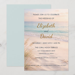 Convite de Casamento de Costa de Praia Serena