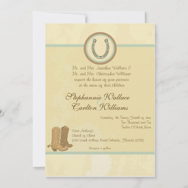 Convite De Casamento De Cowboy (Frente)