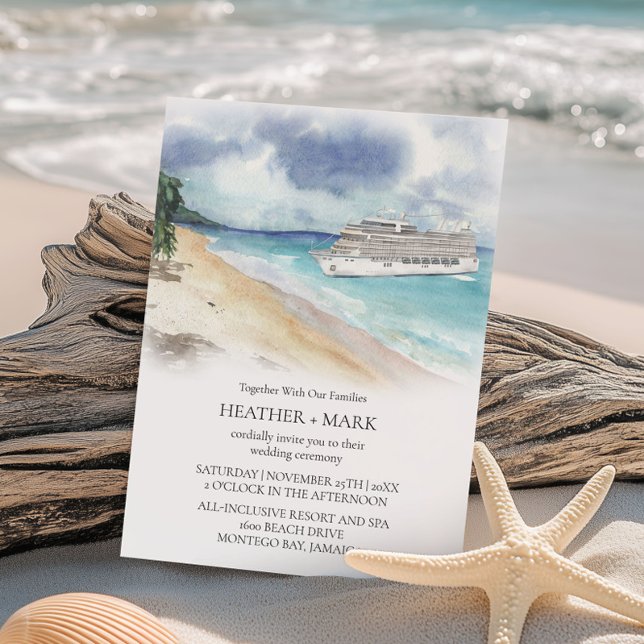 Convite de Casamento de Cruzeiro na Praia Tropical (Criador carregado)
