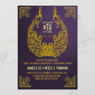 Convite De Casamento De Deco De Arte De Peacock 19